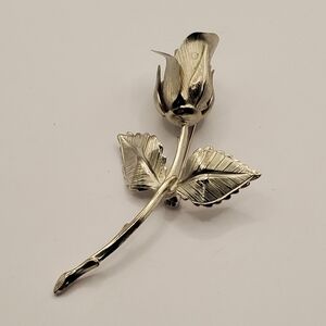 VINTAGE GIOVANNI MATTE SILVER LARGE ROSE BROOCH PIN FLOWER JEWELRY COLLECTIBLE